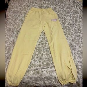 Light yellow Alpha Phi Madhappy copycat sweatpants w/ “ALPHA PHI” bubble letters